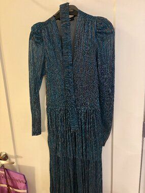 SABINA MUSAYEV XS Pleated Tiered Midi Dress